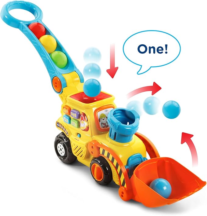 Construction vehicle push toy with activity features