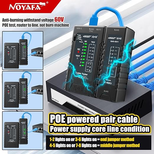 RJ45 Network Cable Tester for Wiring Verification