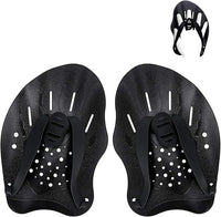 Contour swim hand paddles with adjustable straps for swimming training