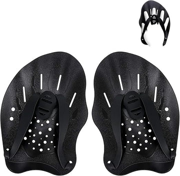 Contour swim hand paddles with adjustable straps for swimming training