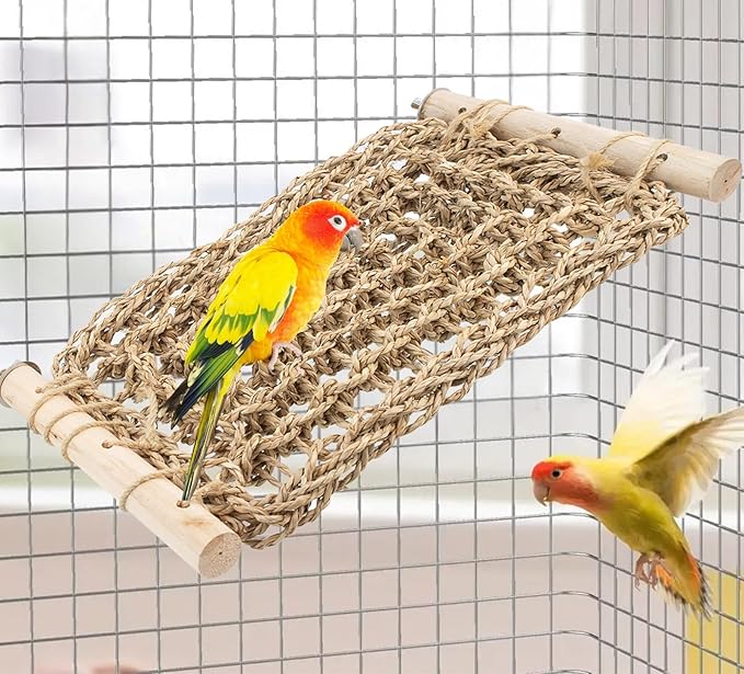 Conure Ladder Perch for Cage Natural Seagrass Bird Climbing Bridge Toy