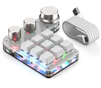 Mini copy paste shortcut keyboard placed on work desk setup