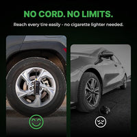 Cordless portable air compressor compact design for easy travel use