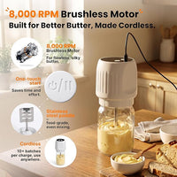 Cordless electric food mixer with rechargeable operation
