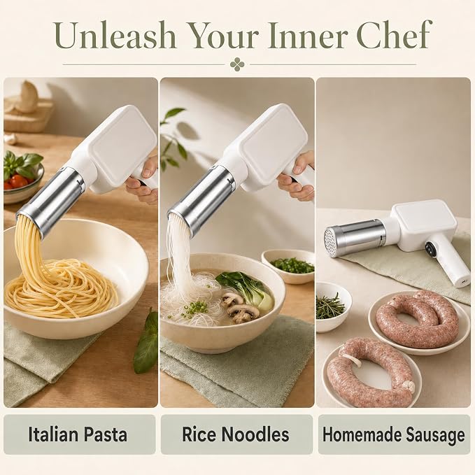 Cordless electric pasta maker with rechargeable battery