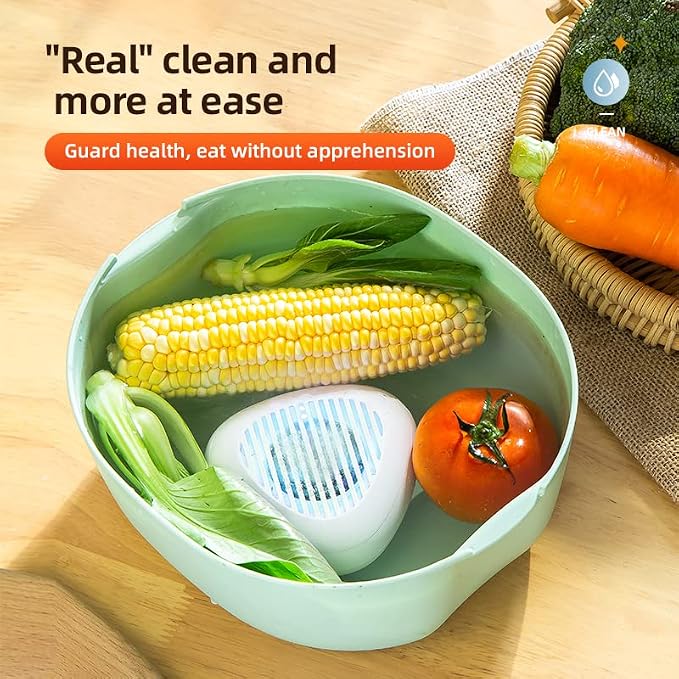 Cordless fruit and vegetable washing device for everyday kitchen use