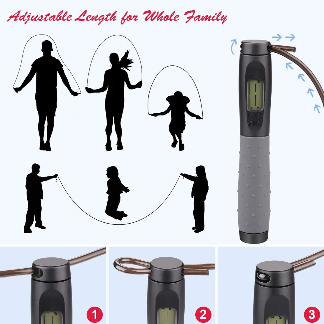 Cordless jump rope with weighted handles for indoor exercise