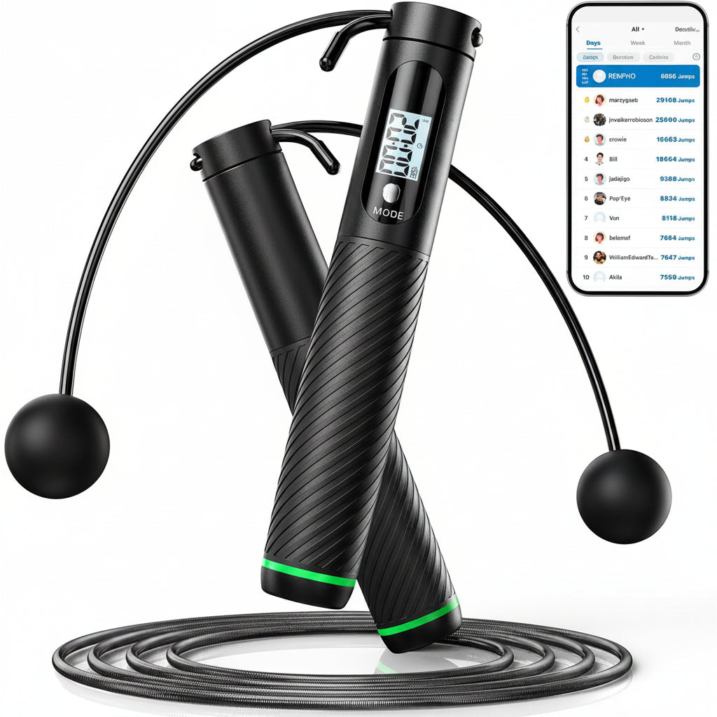 Cordless jump rope with counter for fitness and workout use