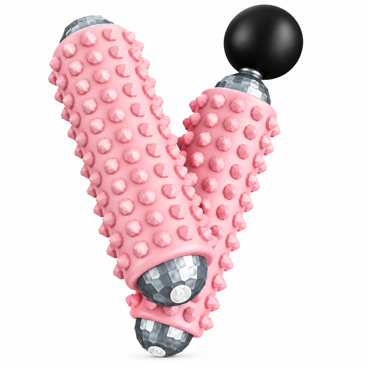 Side view of a cordless muscle massager showing its rounded construction.