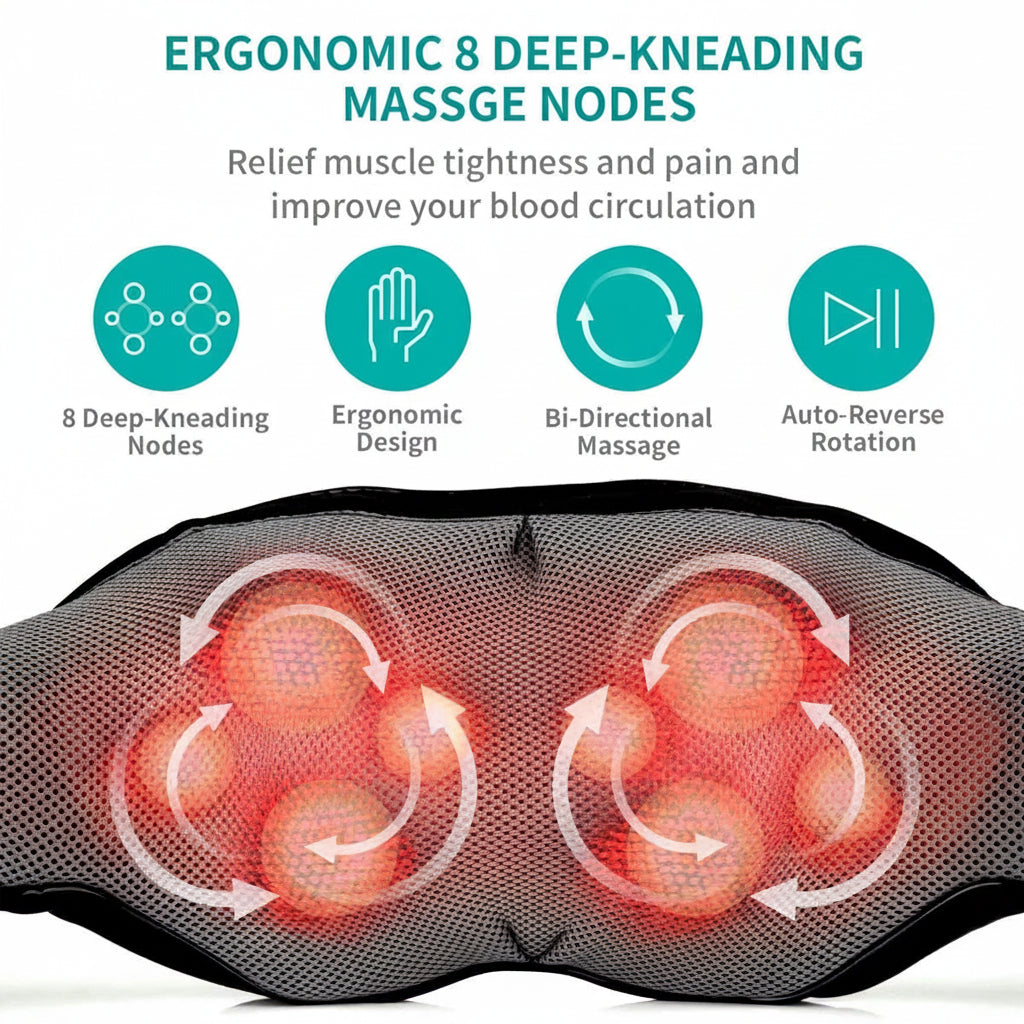 Cordless neck massager featuring simple integrated controls