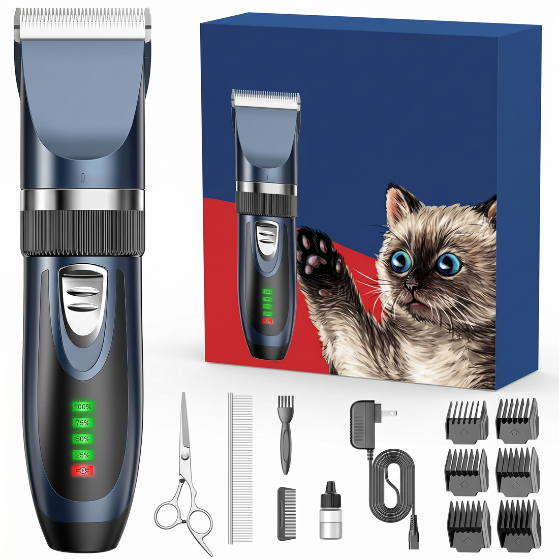 Cordless pet grooming clippers for cats and small dogs