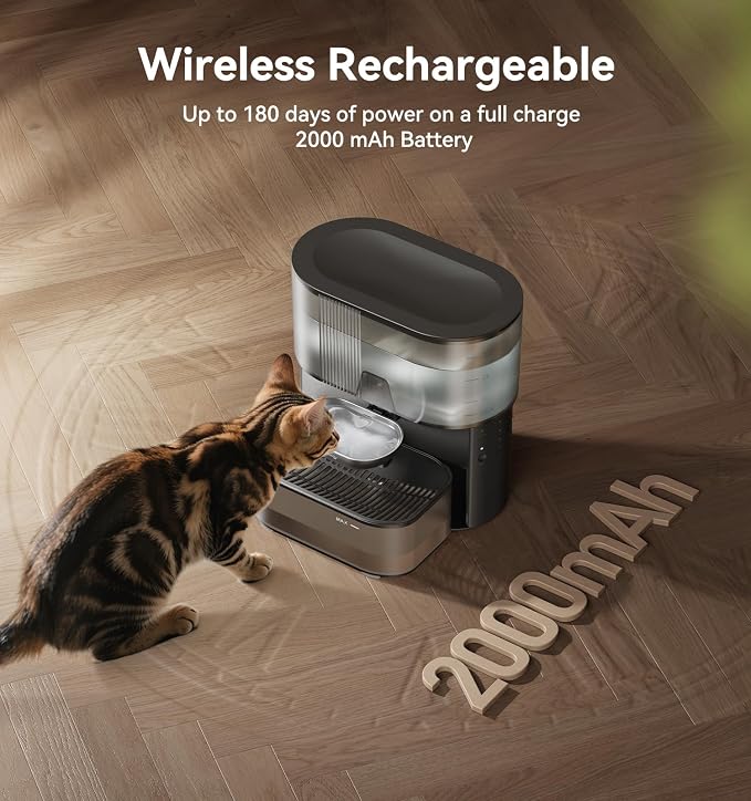 Cordless Pet Water Fountain with Rechargeable Water System