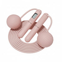 Cordless weighted jump rope with digital counter and rotating balls