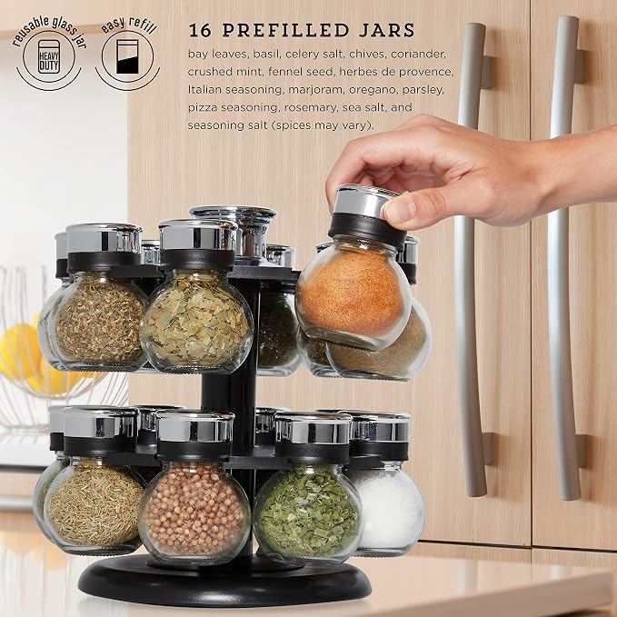 Revolving countertop storage rack for spices
