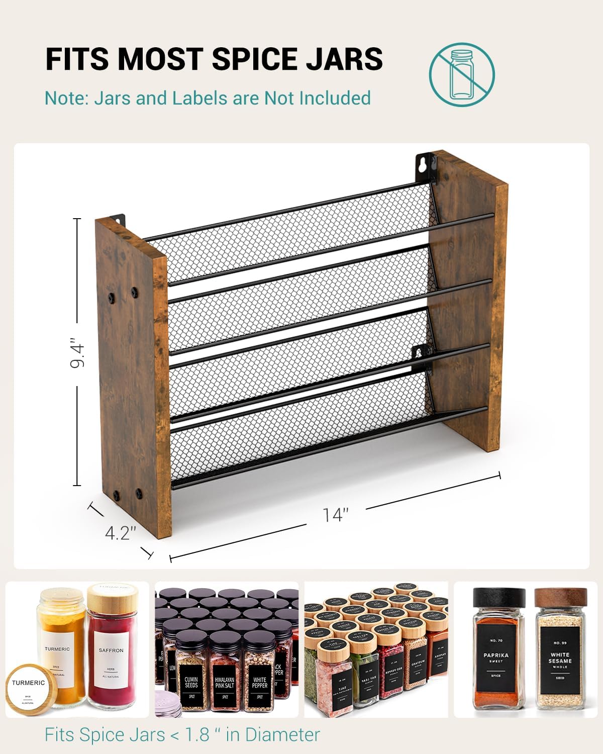 Countertop seasoning organizer for spice jars