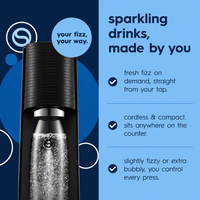 Compact countertop sparkling drink machine for kitchen use
