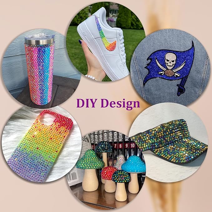 Crafting rhinestones set with B7000 glue and tweezers for easy application