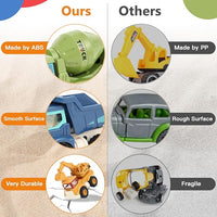 Crane and cement mixer toy trucks for kids