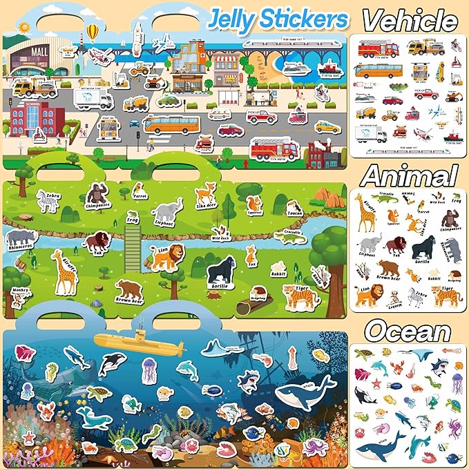 Reusable creative play sticker book for toddlers, no-mess fun