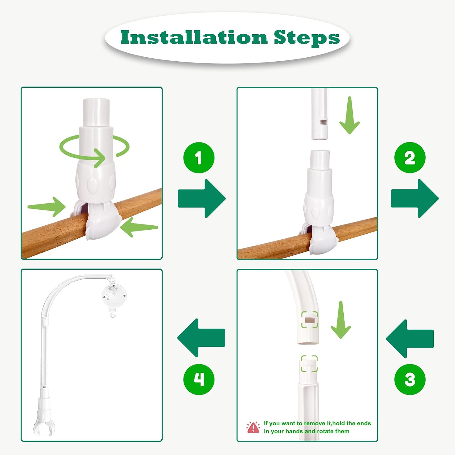 Size details of 23-inch baby crib mobile holder arm