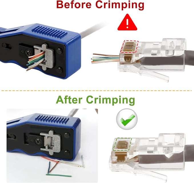RJ45 Crimping Tool Kit with Modular Connectors for Ethernet Cables, Includes Crimping Tool and Tester