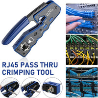 Ergonomically Designed RJ45 Crimping Tool for Easy Ethernet Cable Creation, Compatible with Cat5e, Cat6, and Cat6a.