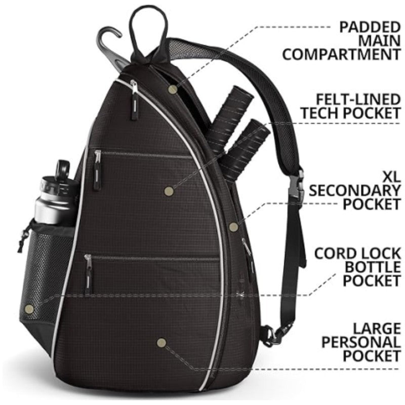 Crossbody Backpack for Tennis with Dedicated Racket Compartment