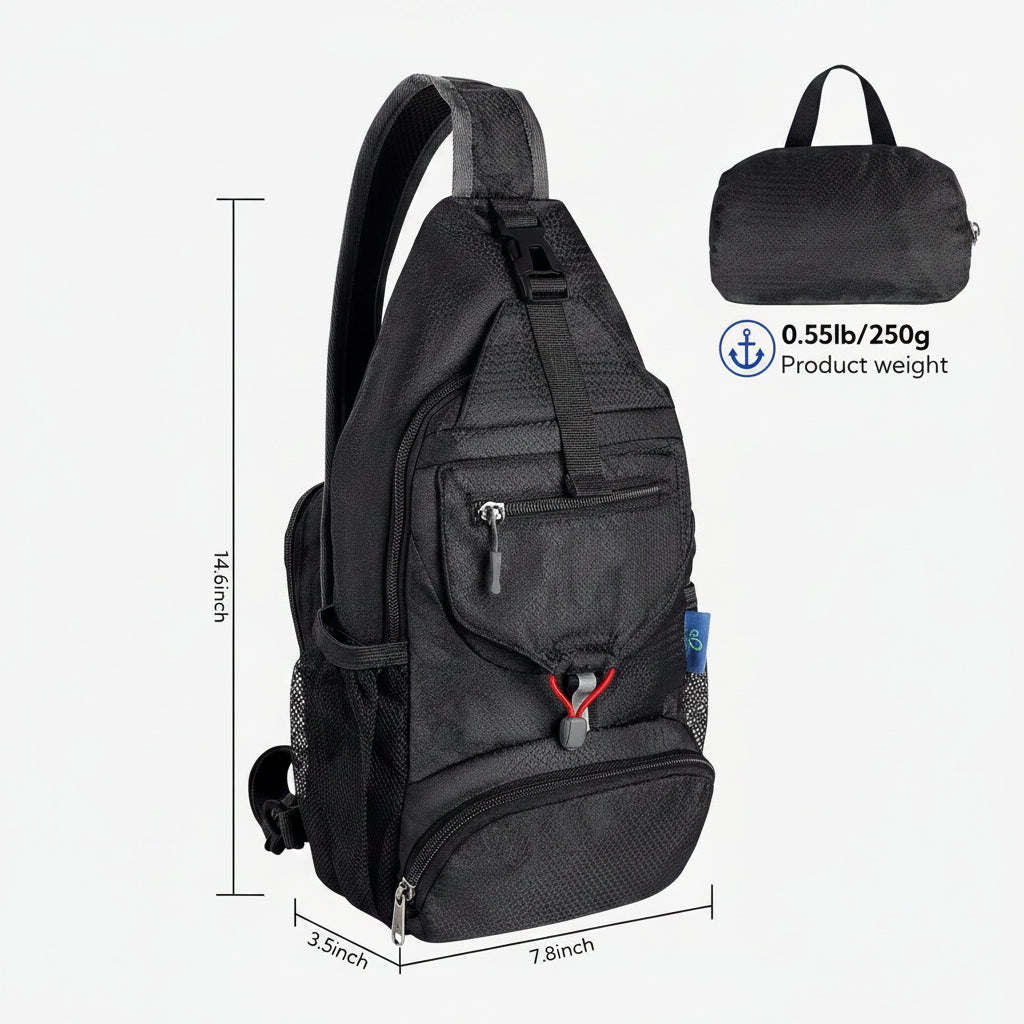 Crossbody sling bag with adjustable shoulder strap for comfortable carrying