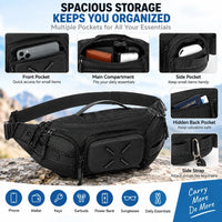 Black crossbody sling bag with adjustable strap and multiple storage compartments