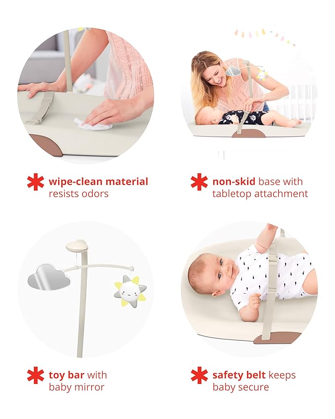 Detailed view of the waterproof cushioned foam surface of the changing pad
