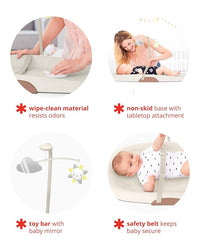 Detailed view of the waterproof cushioned foam surface of the changing pad