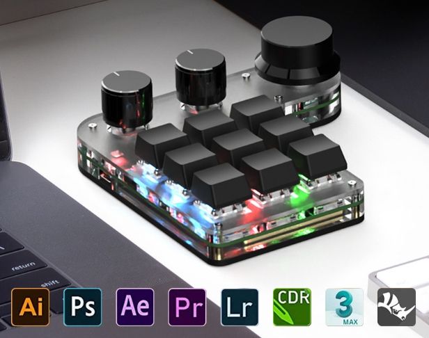 Custom mini keypad for design editing and daily computer workflow