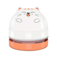 Cute Cartoon Mini Desktop Vacuum Cleaner in White & Orange, USB Powered for Cleaning Crumbs, Dust, and Debris from Desktops and Keyboards.