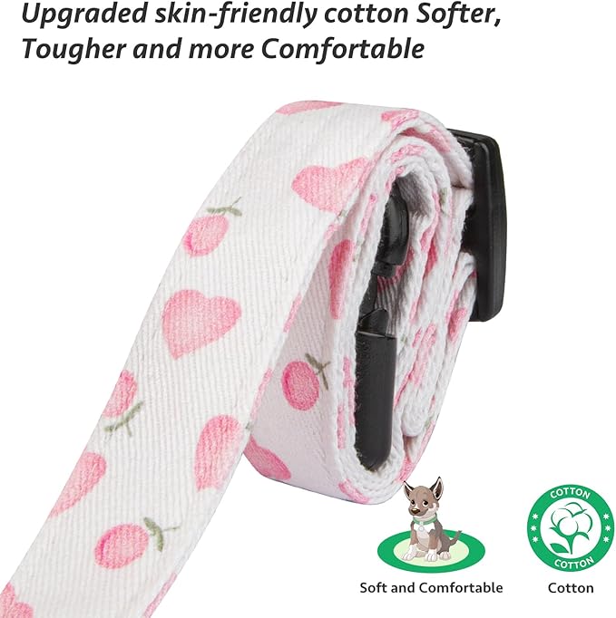Cute white and pink cotton dog collar with pendant, perfect for puppies and small dogs