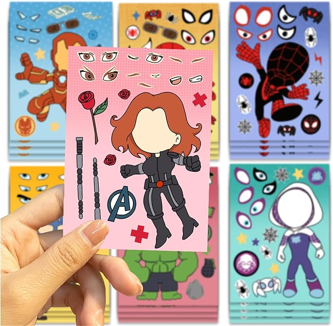 Cute hero face stickers for kids party supplies and crafts
