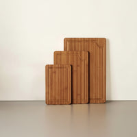 Bamboo cutting board featuring a deep edge juice groove