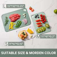 Plastic kitchen cutting board with built-in grip handle