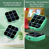 Cyan-colored tic-tac-toe puzzle console for kids