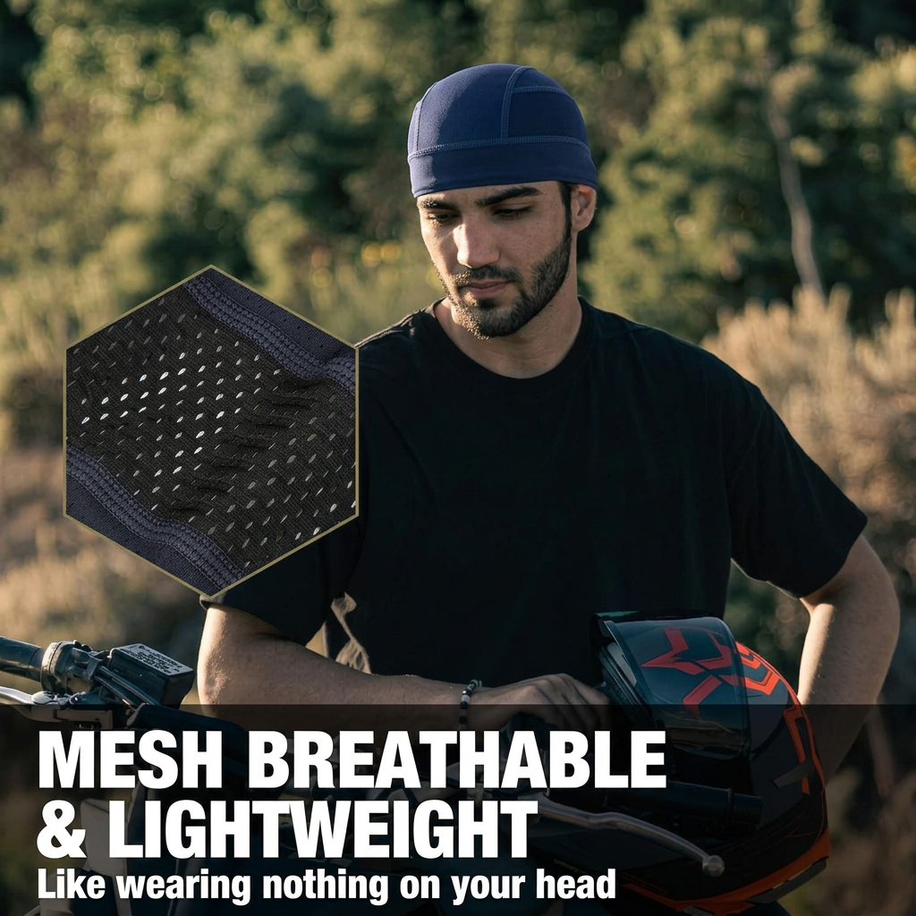 Skull Cap Worn Under Cycling Helmet for Sweat Absorption