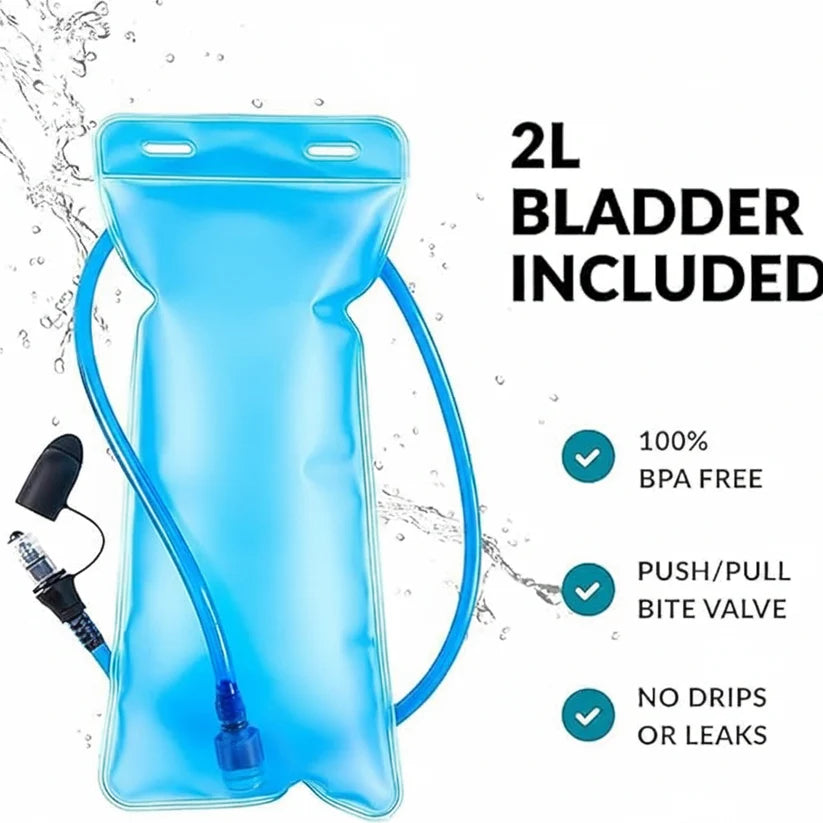 Hydration backpack and over-ear headphones paired with practical cycling equipment