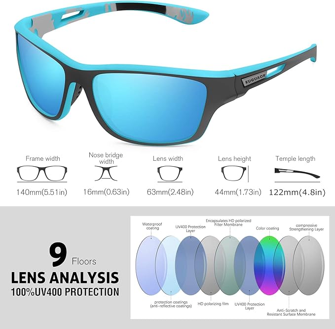 Cycling performance sunglasses with polarized lenses for clear vision