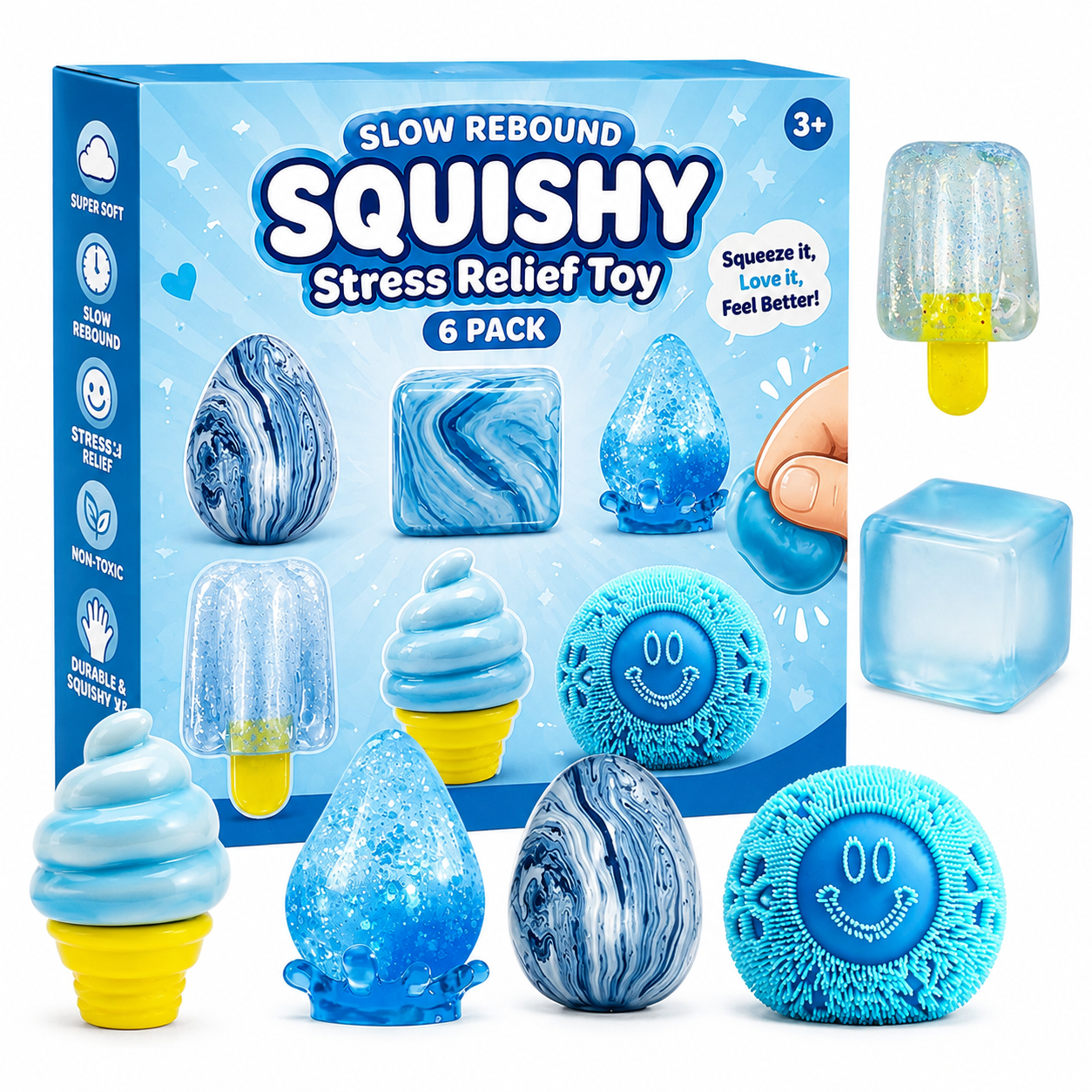 Squishy Toy, Soft Pinch Squeeze Fidget Toy Gift Box Set with Maltose-Style Texture & Creative Soft Doll Design