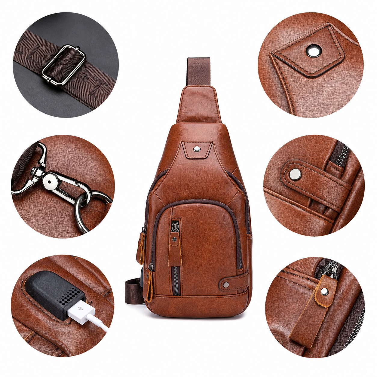Leather sling bag for daily use and outdoor adventures