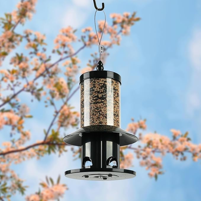 Dark green outdoor bird feeder tray for small birds