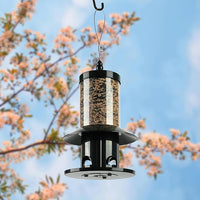 Dark green outdoor bird feeder tray for small birds