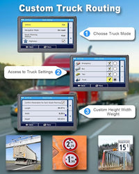 car dashboard GPS navigation device mounted for truck and RV drivers