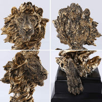 Compact golden lion ornament arranged on a home display shelf
