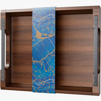 Natural wood round decorative serving tray for tabletop use
