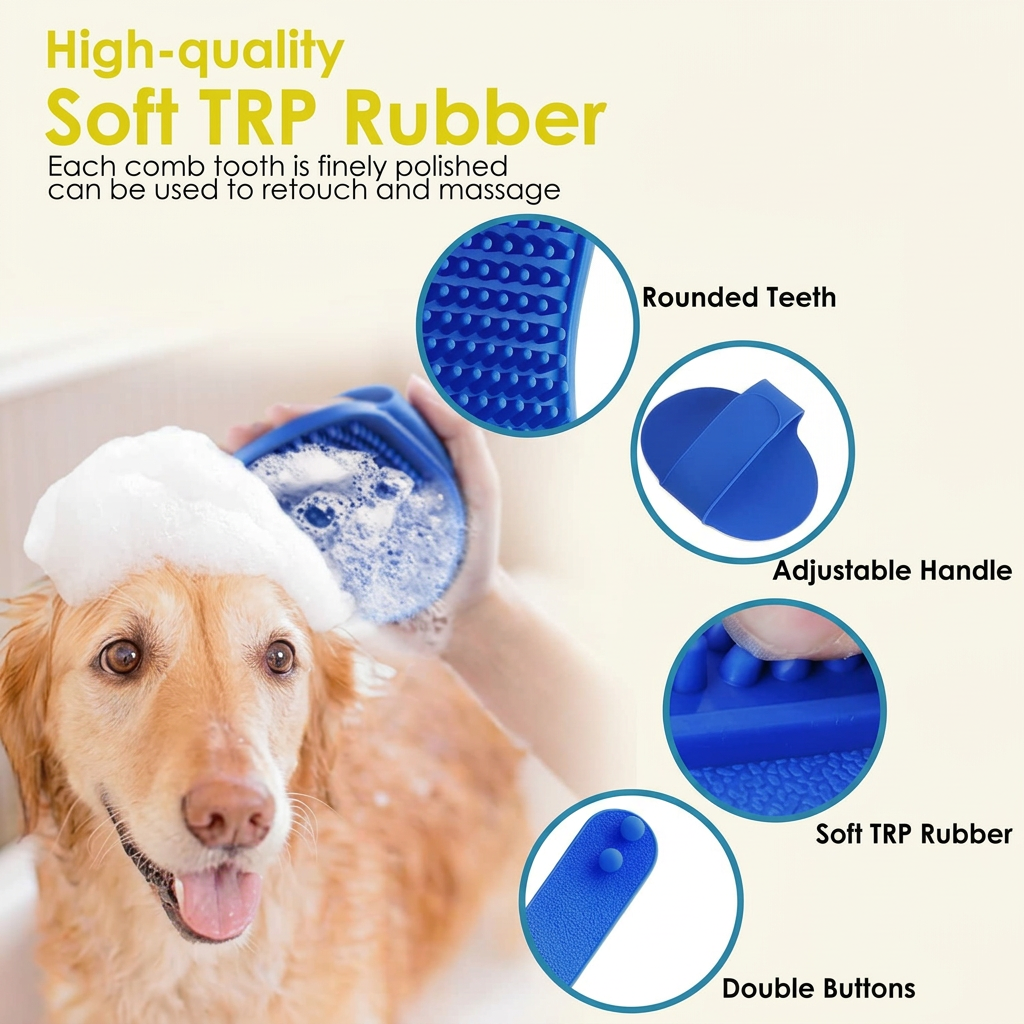Shampoo Soothing Comb for Massaging and Deshedding Long and Short Fur in Dogs and Cats