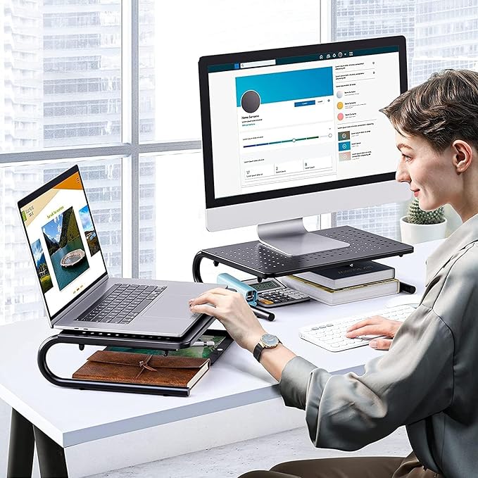desk organizer monitor stand with storage shelf